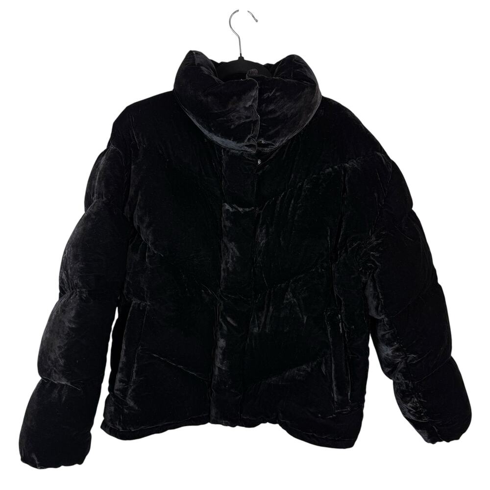 Aritzia Wilfred Velvet Cloud Puff Goose Down Funnel Neck Puffer Jacket Black S